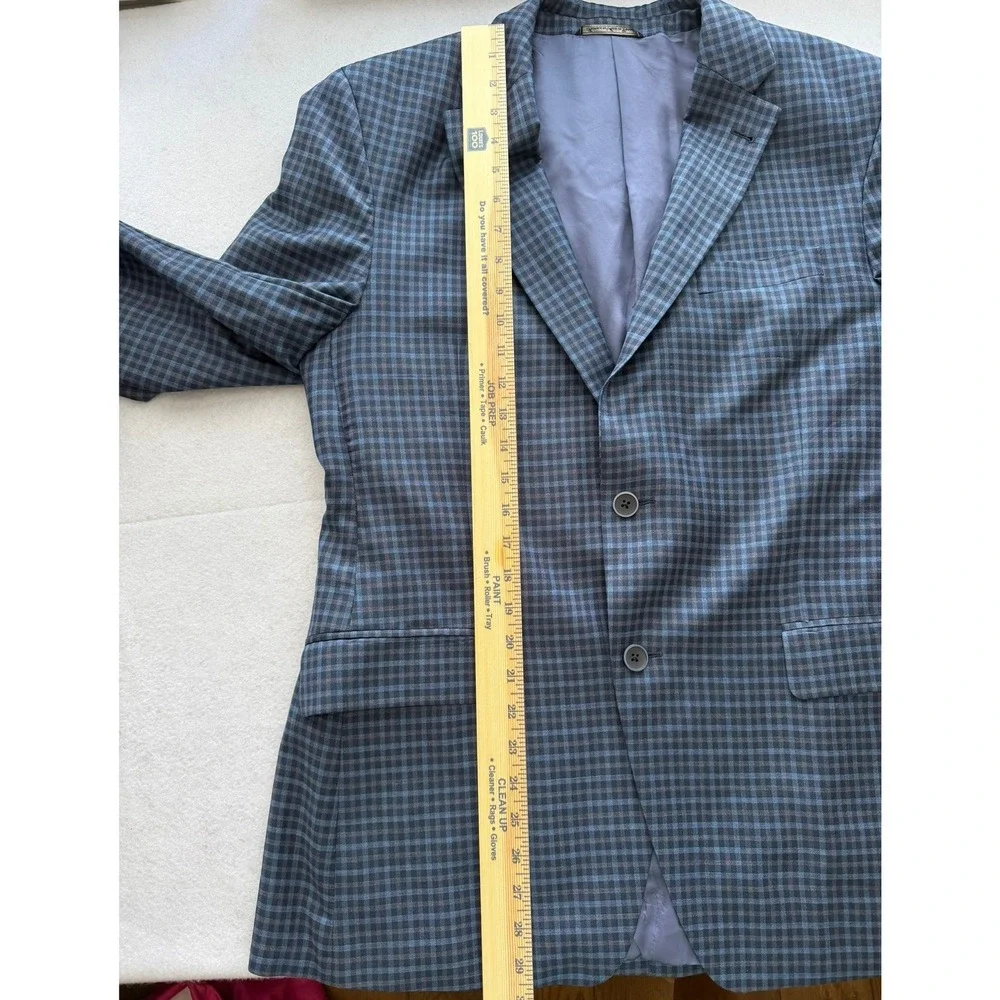 Ermenegildo Zegna S. Cohen Sarno Blazer Blue Grey Wool Silk Check 42R Mens